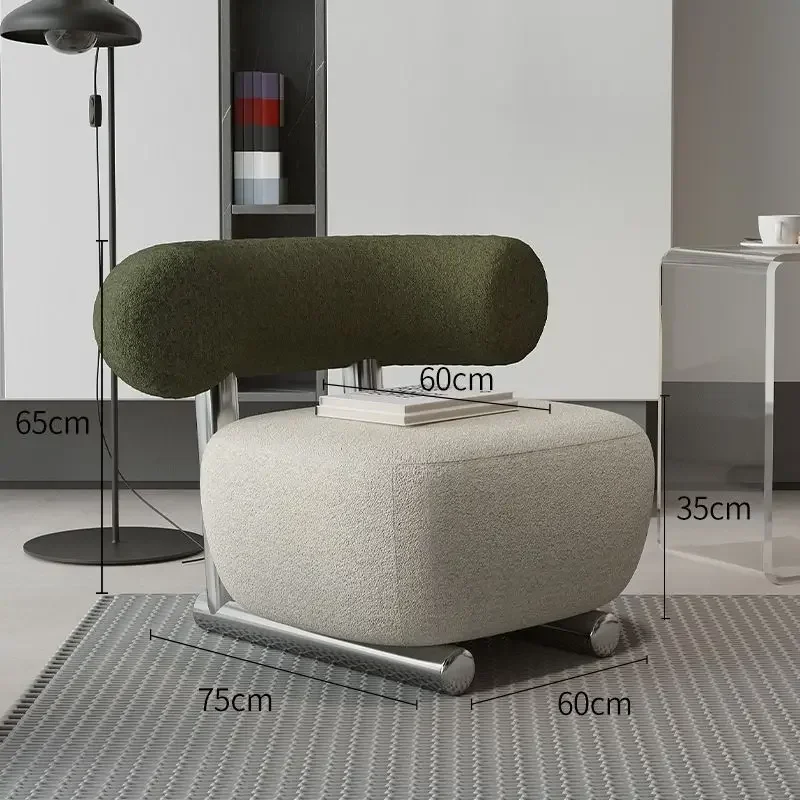 Nordic Light Luksusowe krzesło saneczkowe Włoski styl Małe mieszkanie Salon Sofa z tkaniny jagnięcej Pojedyncza sofa ze stali nierdzewnej