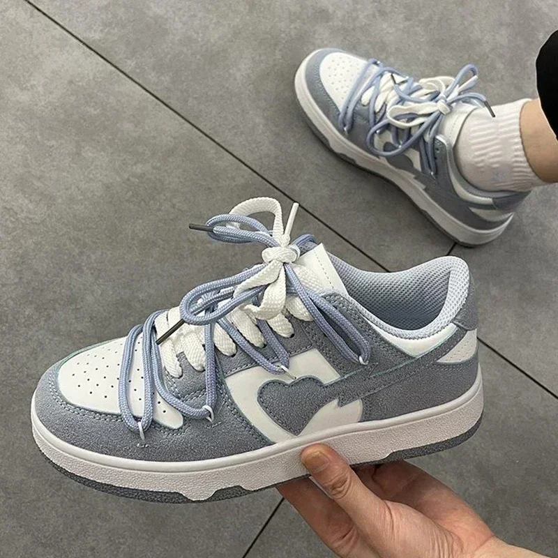 women shoes White Platform shoe Women Sneakers 2024 The New Lace-UpThick Bottom Woman Vulcanize Shoes  Breathable Platform shoes