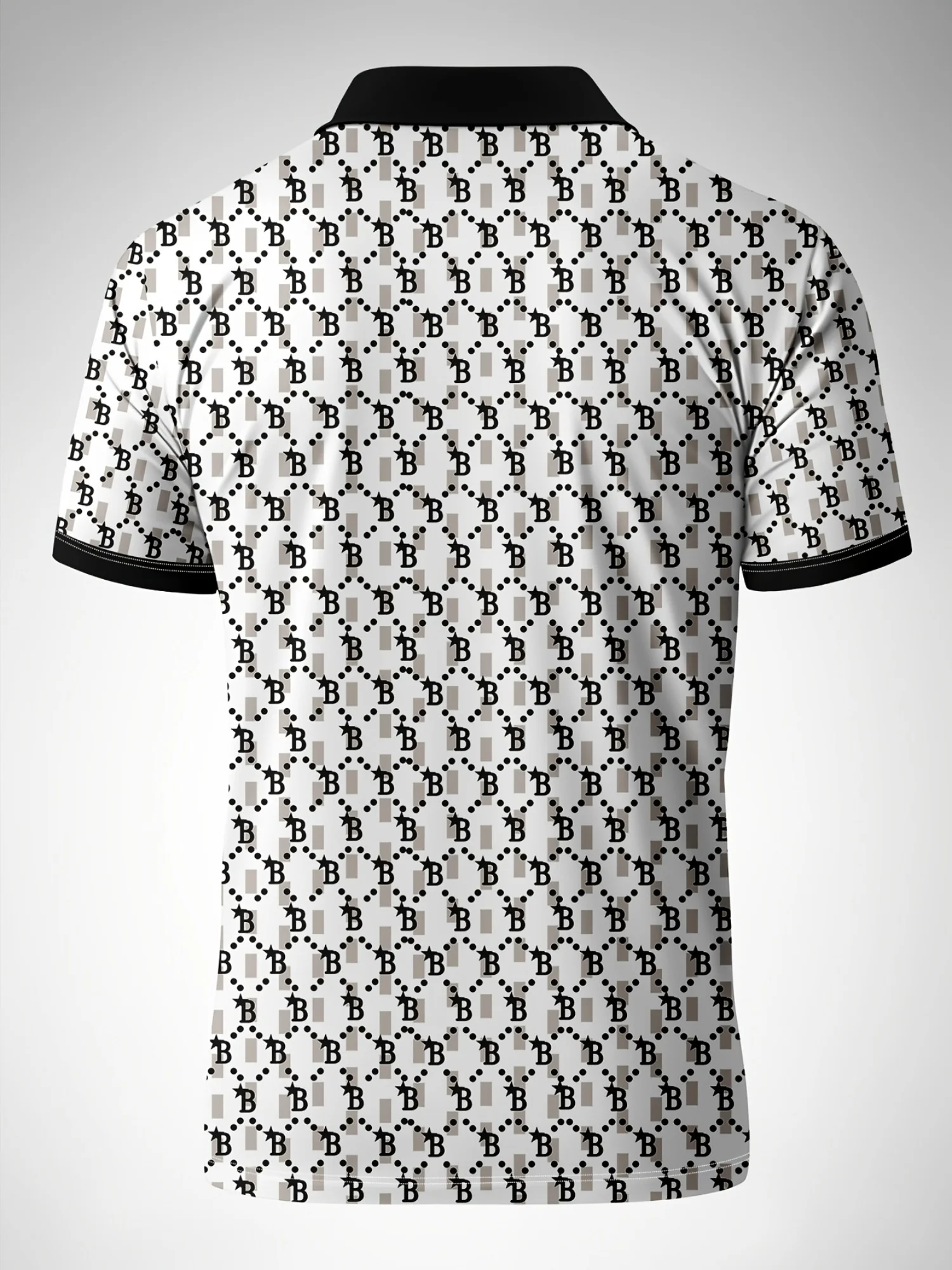 New men's short-sleeve polo shirt T-shirt, loose-fitting and tailored with printed patterns, versatile basic crew-neck top suita