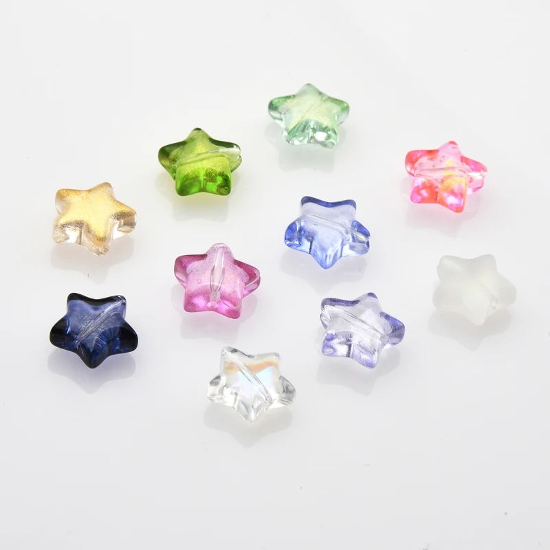 50Pcs 10mm Five-pointed Star Glass Beads Loose Spacer Beads for Jewelry Making DIY Handmade Bracelets Earrings Accessories