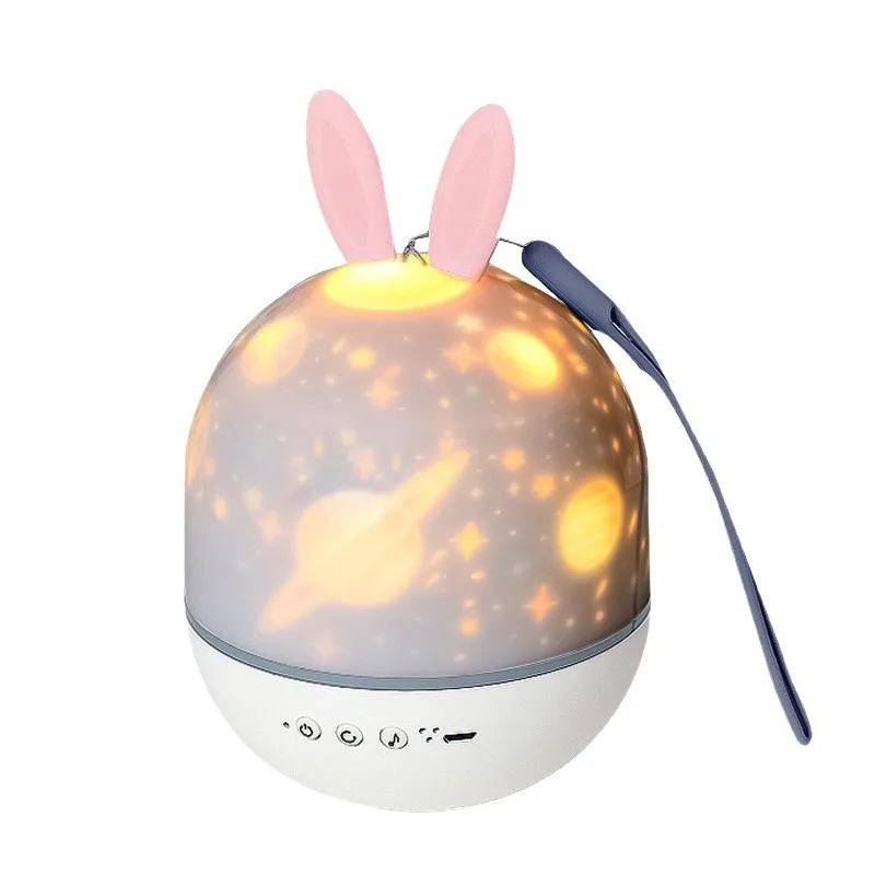 Romantic Cute Rabbit Shape Starry Sky Lamp Projector Night Light Children's Bedroom Colorful LED Decorative Atmosphere Lamp Gift