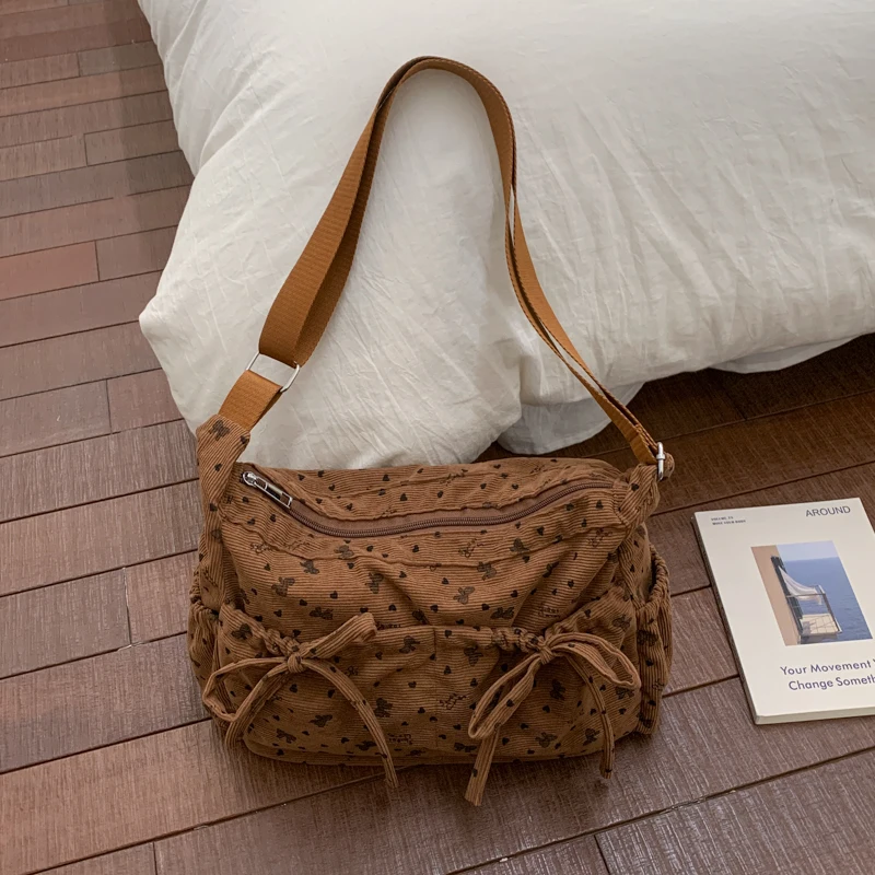 

Мягкие вельветовые сумки через плечо на молнии 2026: высококачественные, вместительные, повседневные, молодежные женские кроссбоди