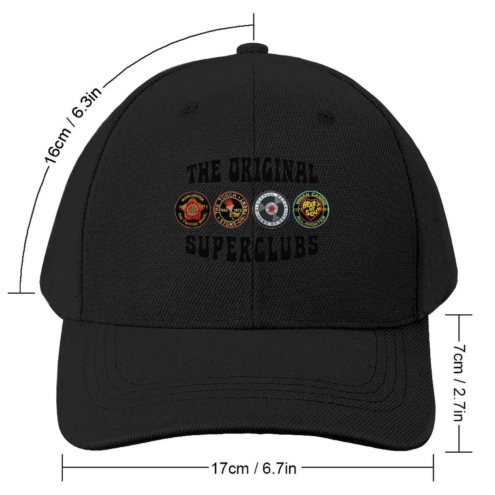 The Original Northern Soul Superclubs design by Pipberry Baseball Cap Sunscreen Rugby Ball Cap Hats Man Women's