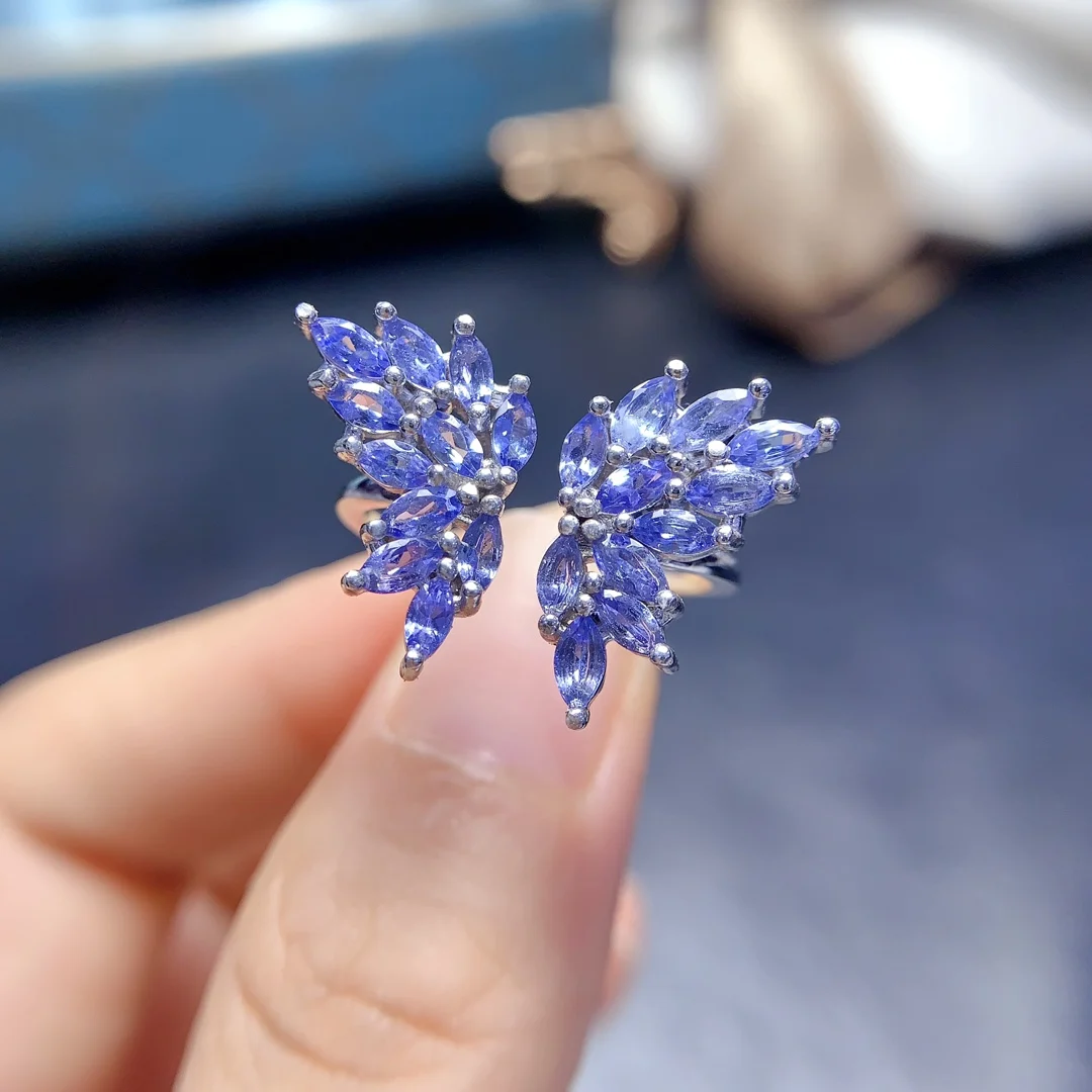 

FS 2*4mm Natural Tanzanite Butterfly S925 Sterling Silver Ring for Women Fine Charm Weddings Jewelry Certificate MeiBaPJ