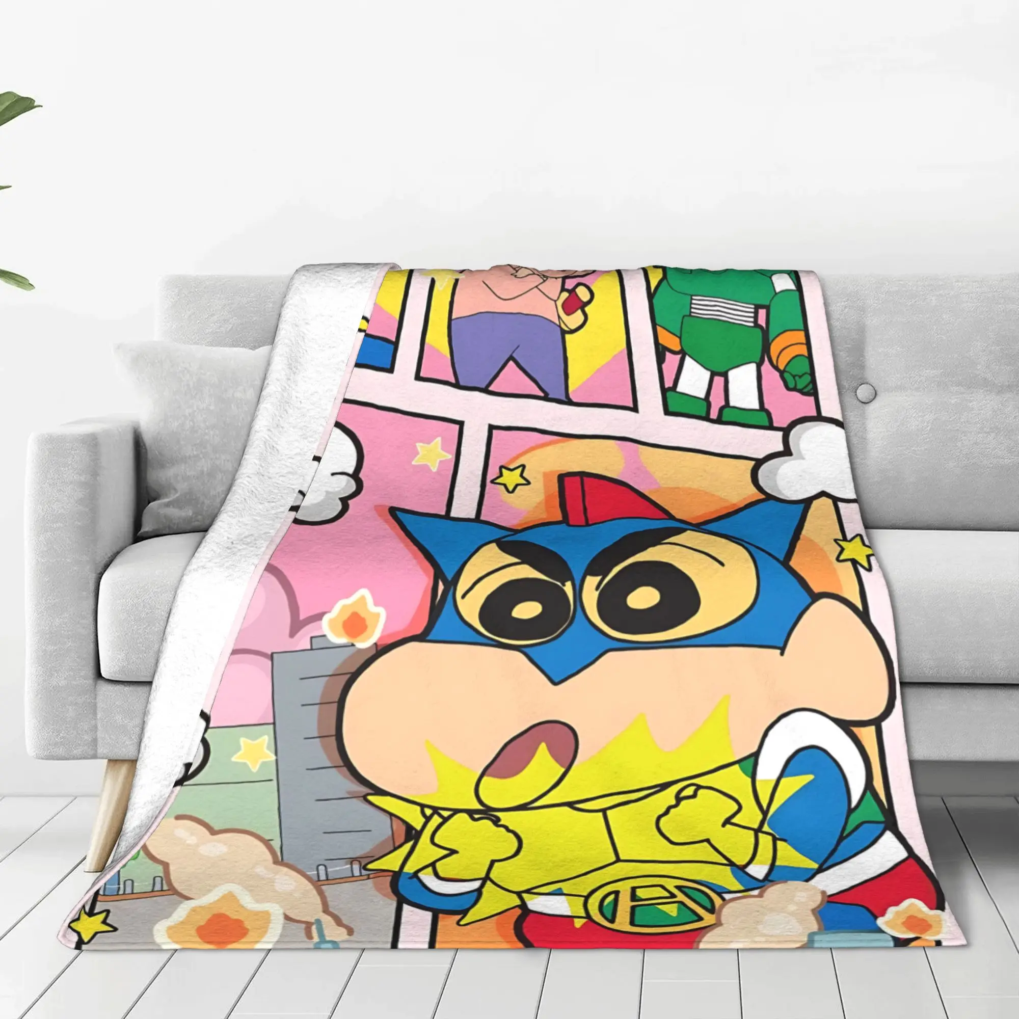 1PC home Cutecore Room Decor Crayon S Shin chan Blanket Throw Blanket  Novelty Warm Blanket All Season