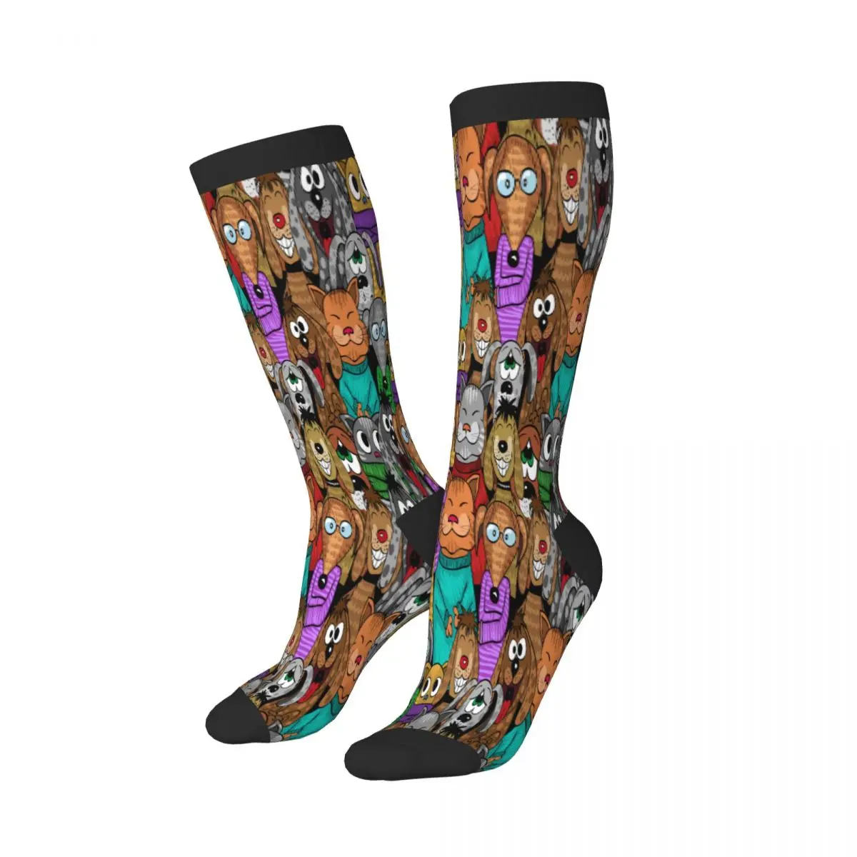 Spring/autumn over the knee socks Comic Cartoon Cats And Dogs school dance long stocking