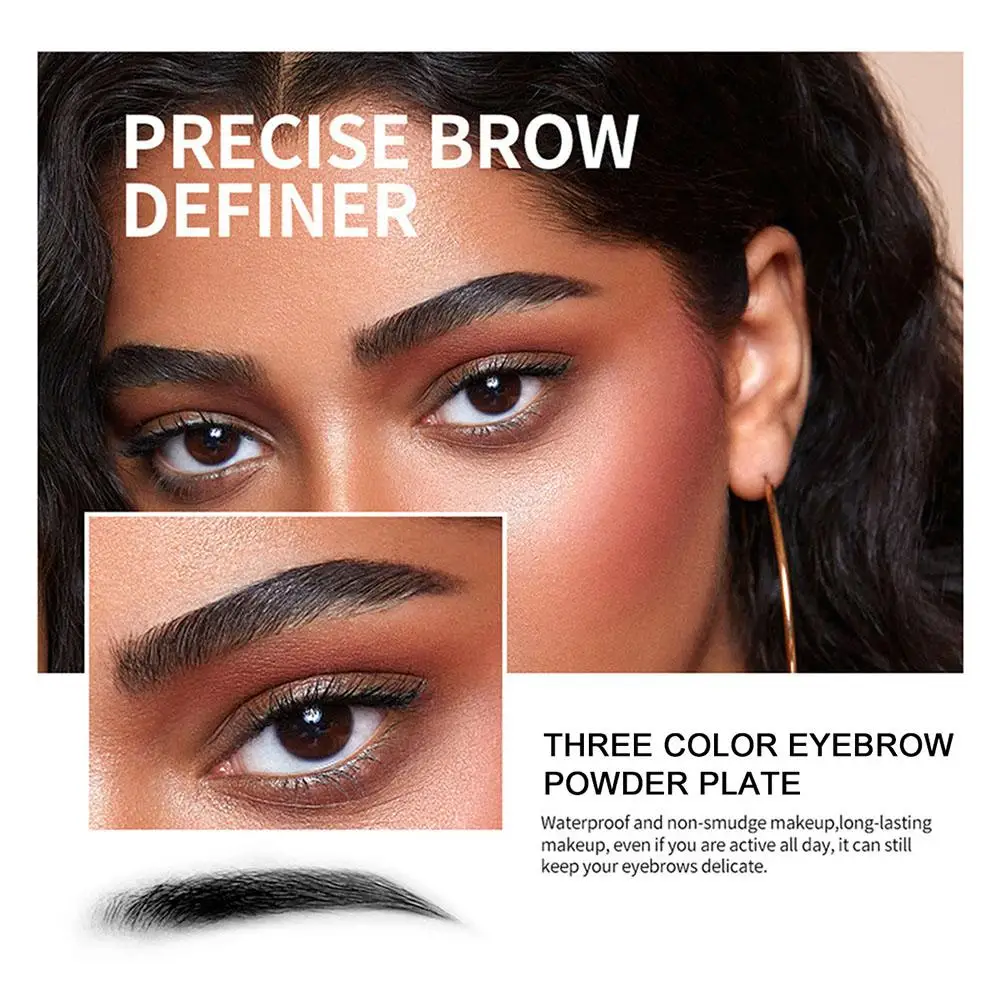Poudre à sourcils 3 couleurs haut de gamme, Style européen, tons foncés, imperméable, longue durée, anti-taches, sourcils volumineux et définis