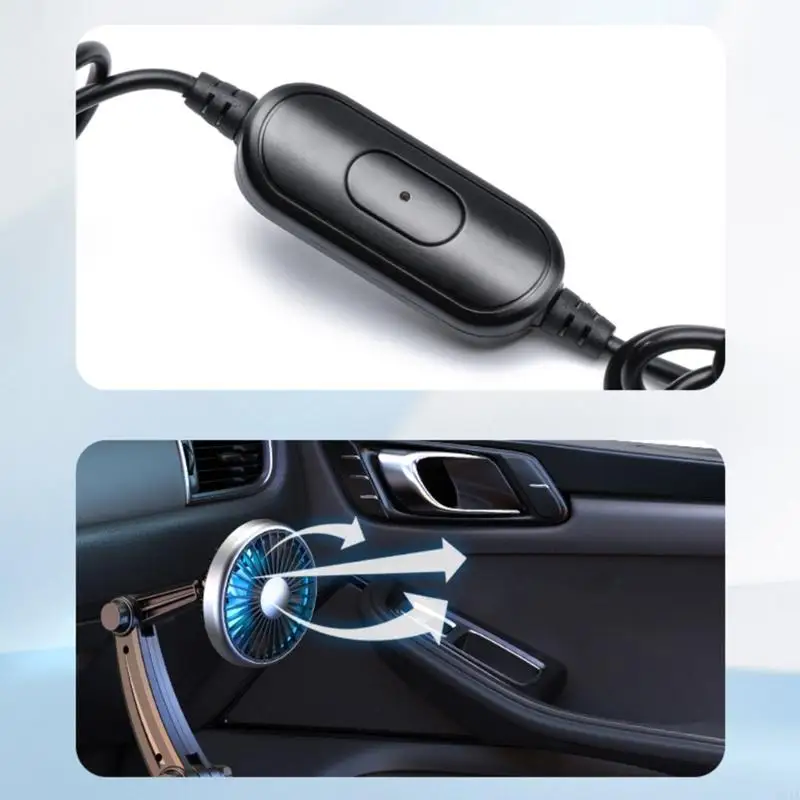 Q84A USB Auto Fan with Adjust Speed Flexible Neck Car Cup Holder Support 12/24V