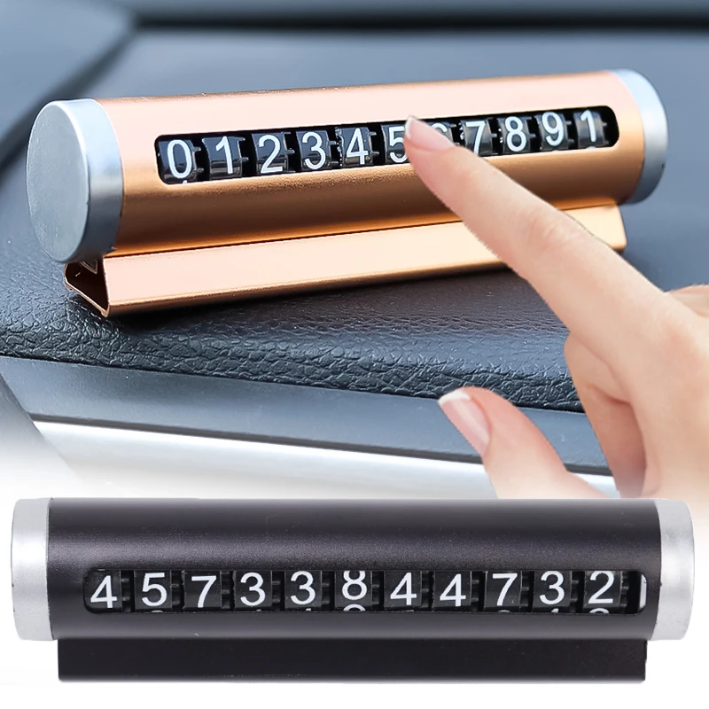 Metal Car Temporary Parking Card Rotate Phone Number Plate Aluminum Stickers Park Stop in Car-styling Auto Accessories