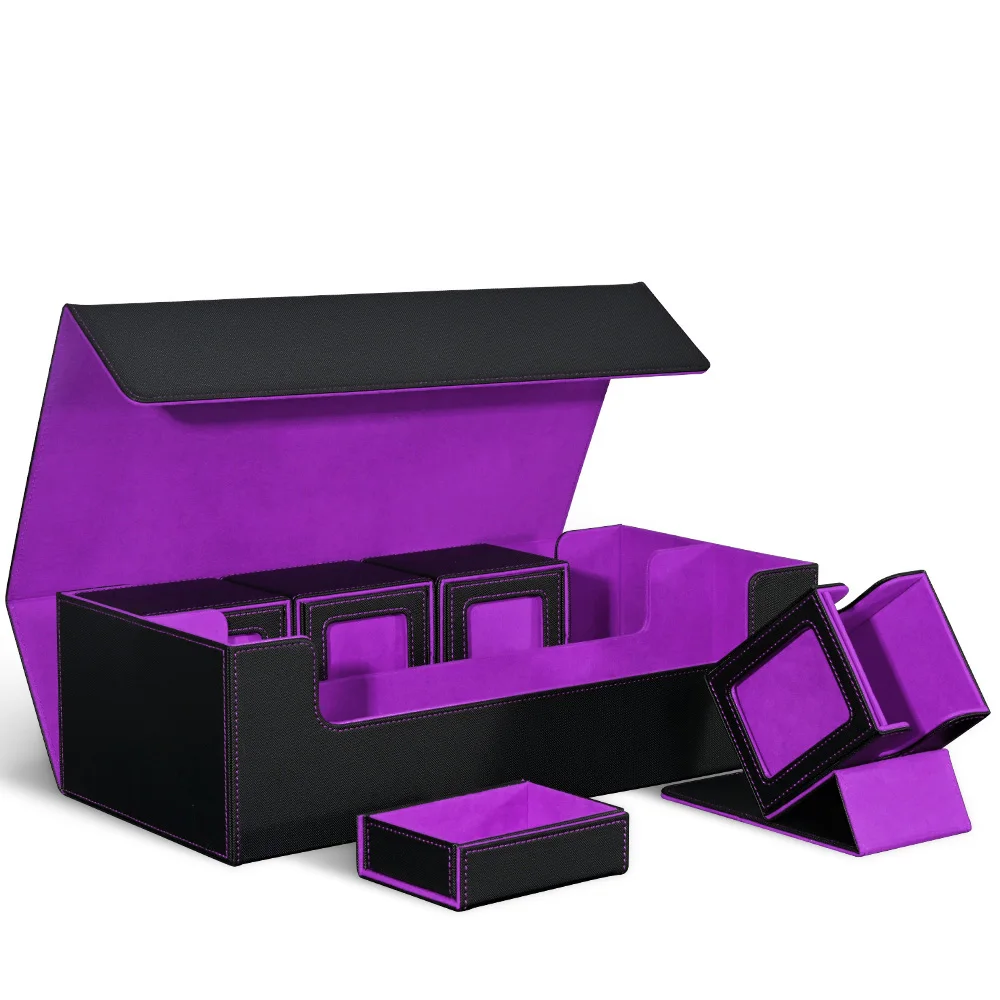 TCG Trading Card Storage Box with 4 Small Commander Deck Boxes, Large Card Deck Case with Dice Box for TCG & PTCG Cards
