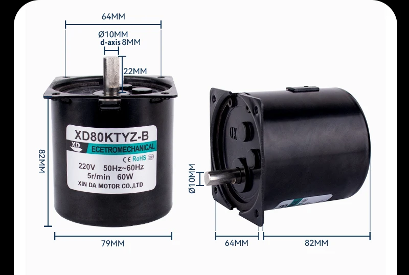 80KTYZ Sumbu Eksentrik 220V 60W AC Motor Sinkron + Braket 5Rpm -110Rpm Motor Mikro Motor Magnet Permanen Kecepatan Rendah