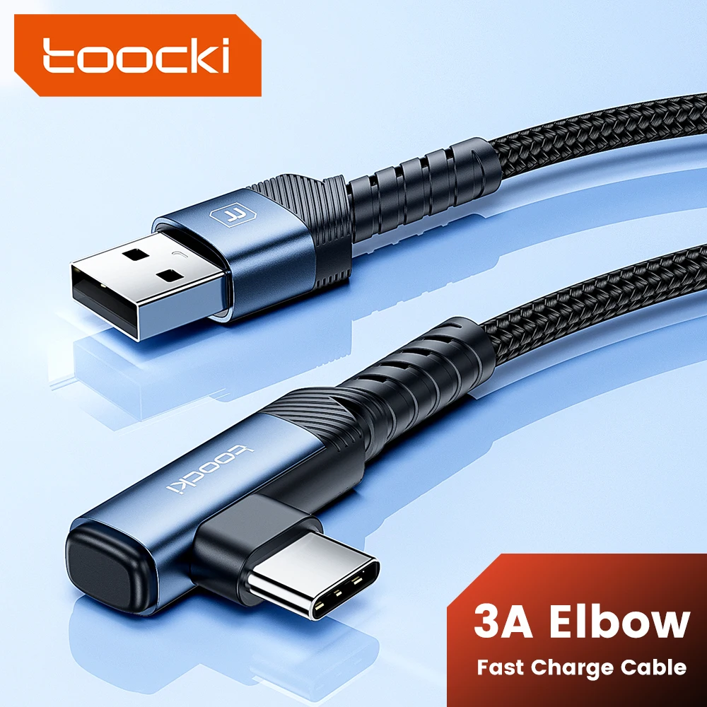 Toocki 60W USB C To Type C Cable for iPhone 15 Pro Max 3A USB A and C Elbow Data Wire for Xiaomi Honor Game Phone Charger Cord