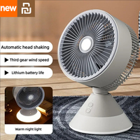 XIAOMI Youpin Oscillating Desk Fan USB Rechargeable Remote Control LED Light Quiet Strong Table Fan For Home Air Circulation