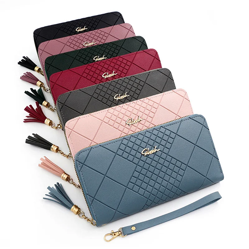 

Zipper Money Coin Purse Women Card Holder Long PU Leather Clutch Wallet Large Capacity Lady Wristlet Phone HandBags Money Pocket