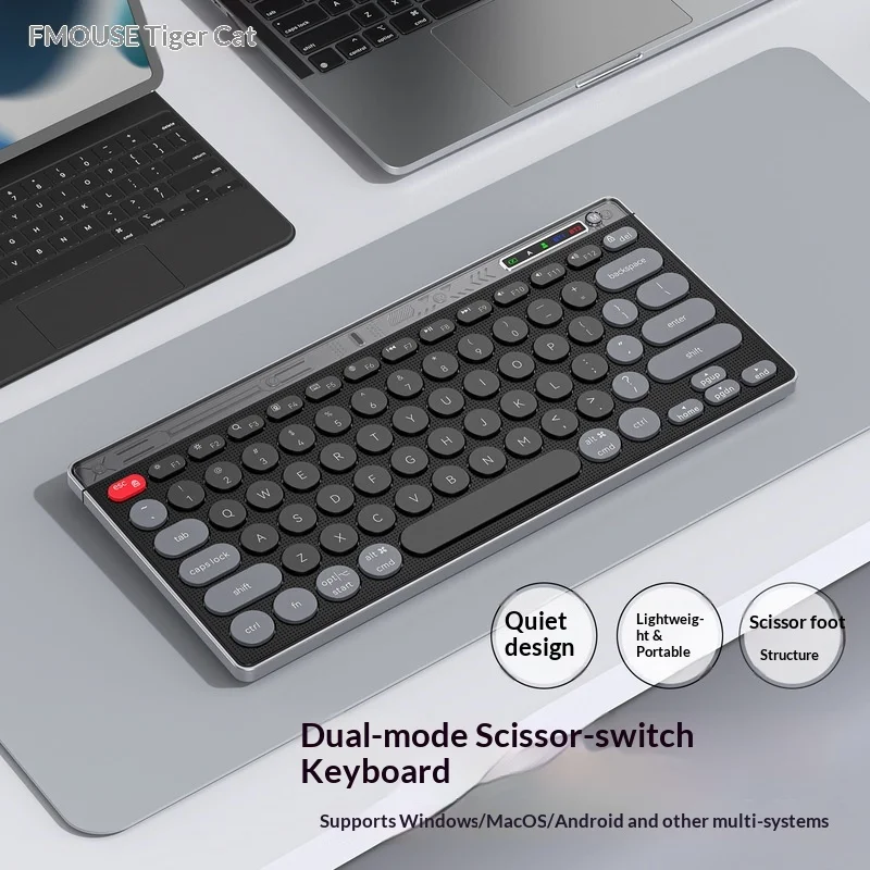 Wireless Bluetooth Keyboard Rechargeable Scissor Switch Slim Type C Charging 400mah Battery For Laptop Tablet Phone Desktop Pc
