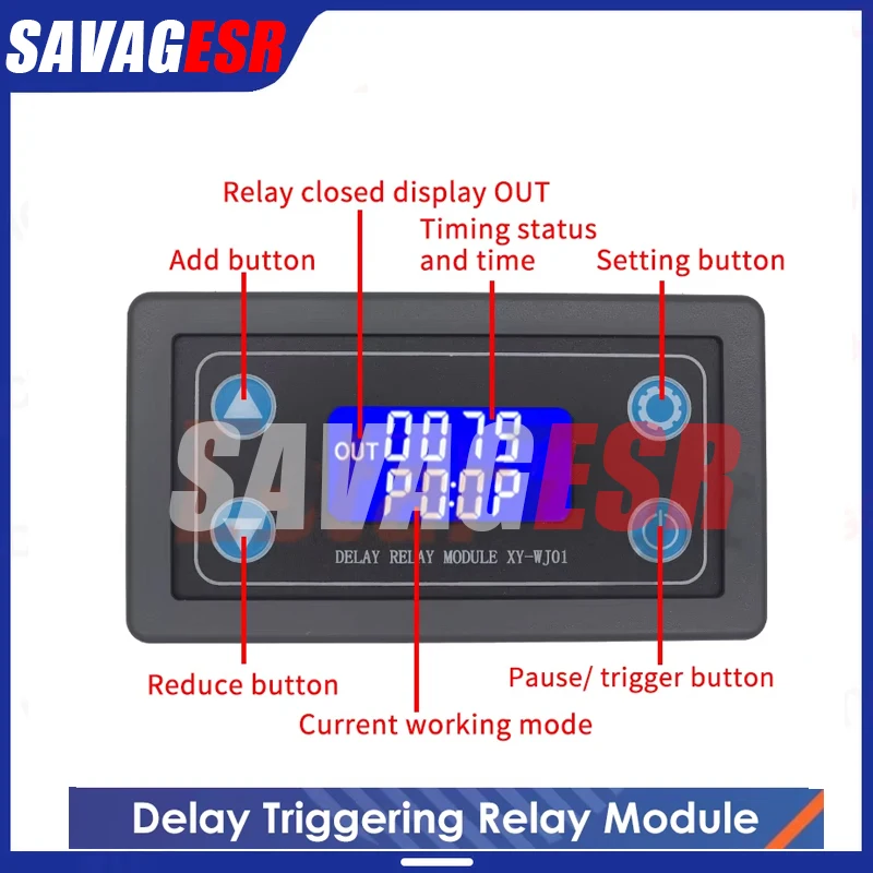 DC 6~30V LED Digital Time Delay Relay Module Programmable Timer Relay Control Switch Timing Trigger Cycle with Case for Indoor