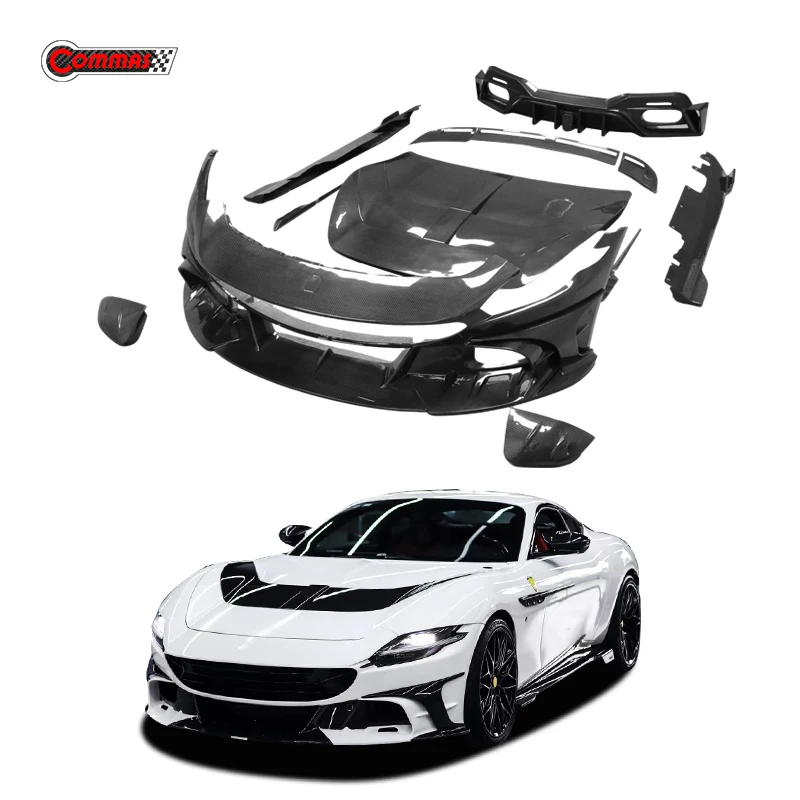 Car Front Bumper Lip Headlight Eyebrow Sticker Trim For Ferrari Roma upgrade MSY Style Side Fender Air Intake Vent Tail Wing Lid