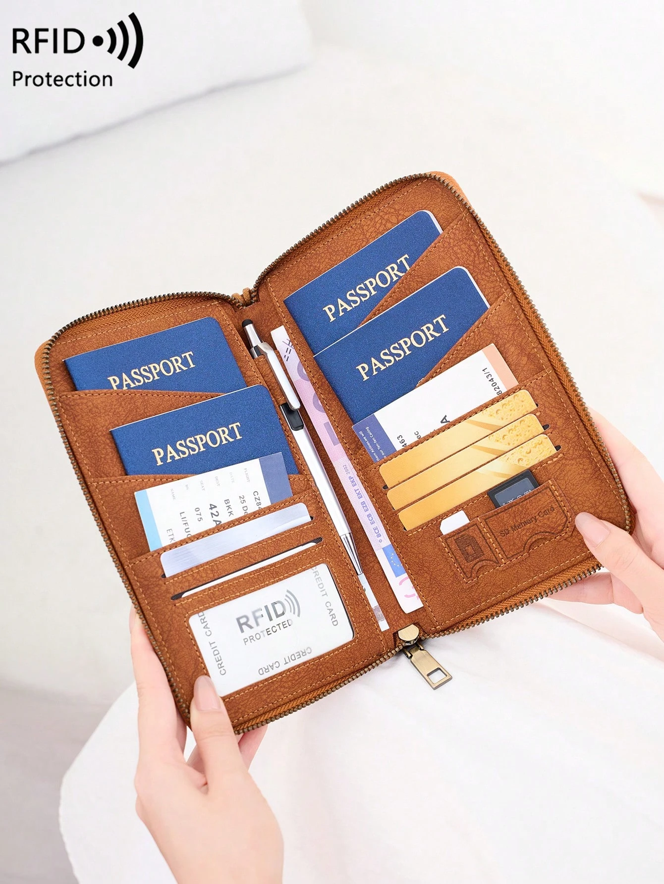 

New retro passport bag family size passport bag small large capacity passport holder can hold 4 passport bags travel accessories