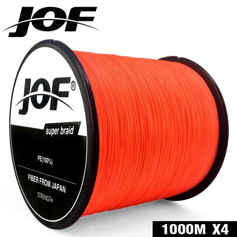 2019 JOF 4 Strands 100M 150M 300M 500M 1000M PE Orange Braided Fishing Line Sea Saltwater Fishing Weave Extreme SuperPower