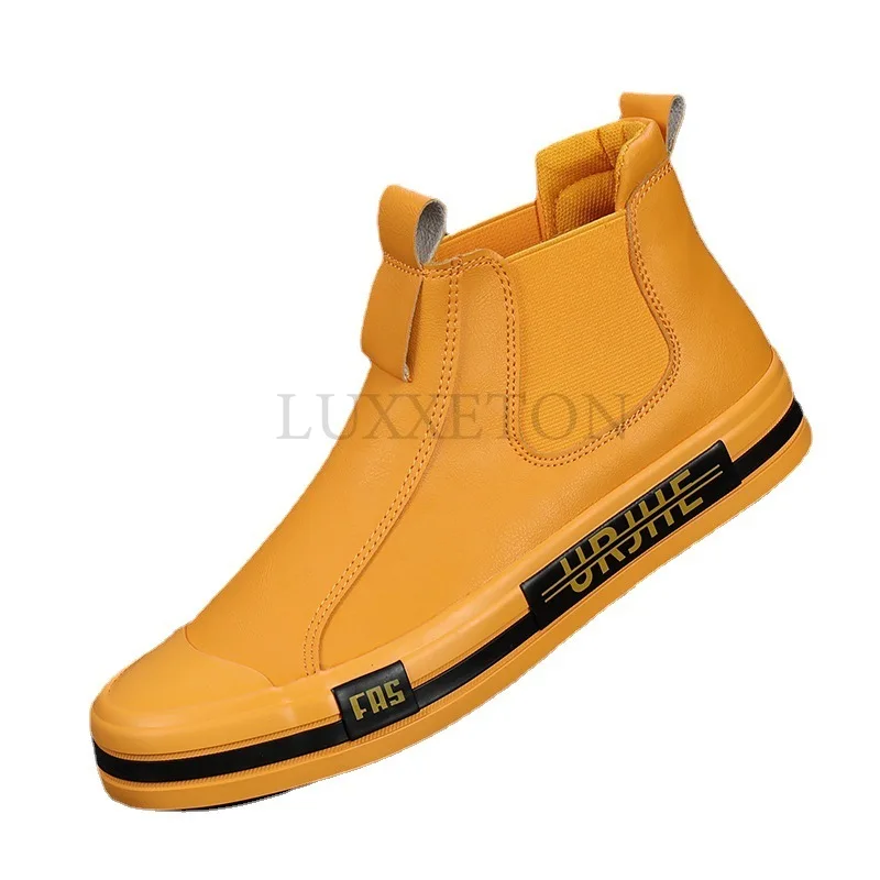 Winter Mens New High-top Casual Shoes Mens Leather Shoes Plus Cashmere Warm Two Cotton Shoes Mens Winter Shoes Martin Boots