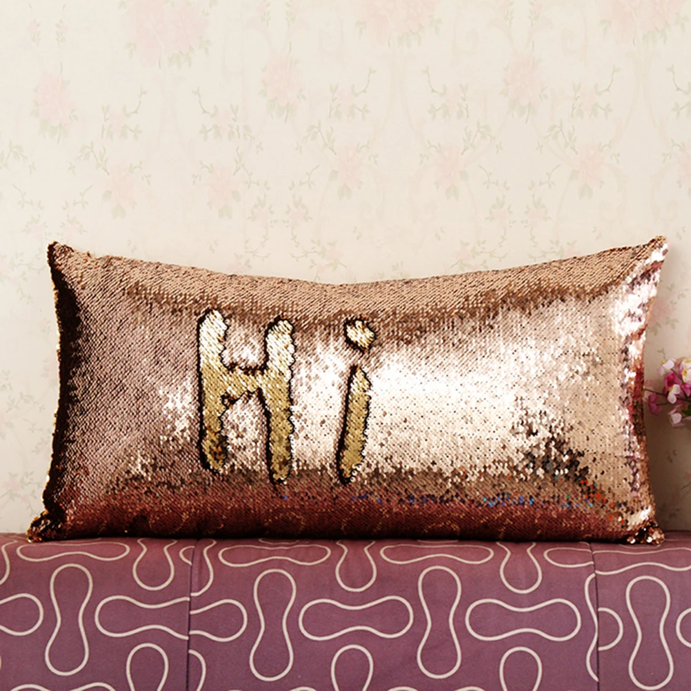 

Sequin Throw Pillow Cases Glitter Cover Two-color Sofa Pillowcase 12x16 Inch Lightweight Comfortable Bright Color Room