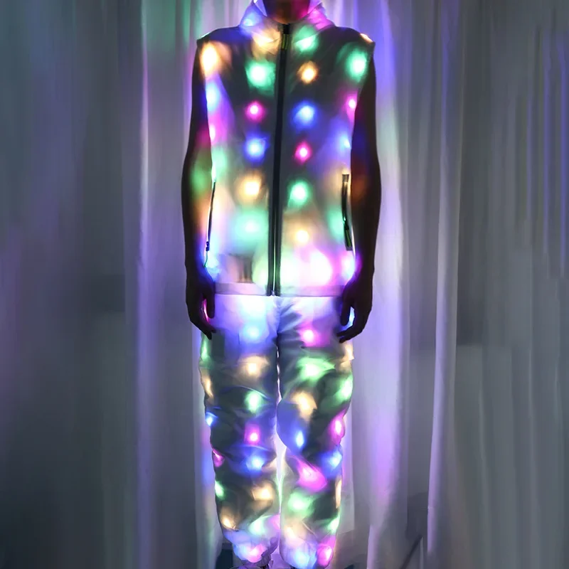 New Novelty LED Light Up Costume Stage Performance Jacket Pants Neon Luminous Clothing Birthday Party Costume For Show view 5