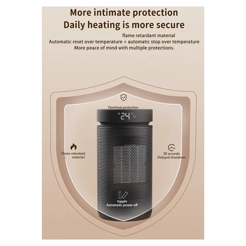 Aquecedor elétrico pequeno portátil b51c, tecnologia de aquecimento ptc, segurança rápida para uso interno, para escritório, quarto, casa