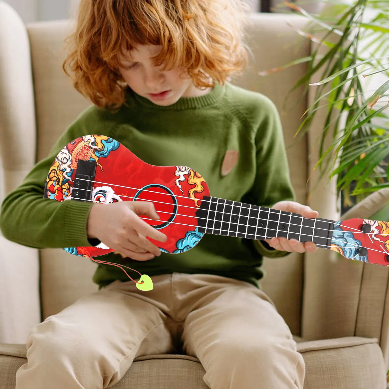 Children's Ukulele Kids Musical Learning Toy Instrument Red Plastic Educational Guitar