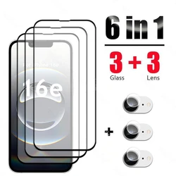 6 In 1 For iPhone 16e Glass Tempered Glass For iPhone 16 e Glass Screen Protector Camera Film For iPhone 16e Tempered Film