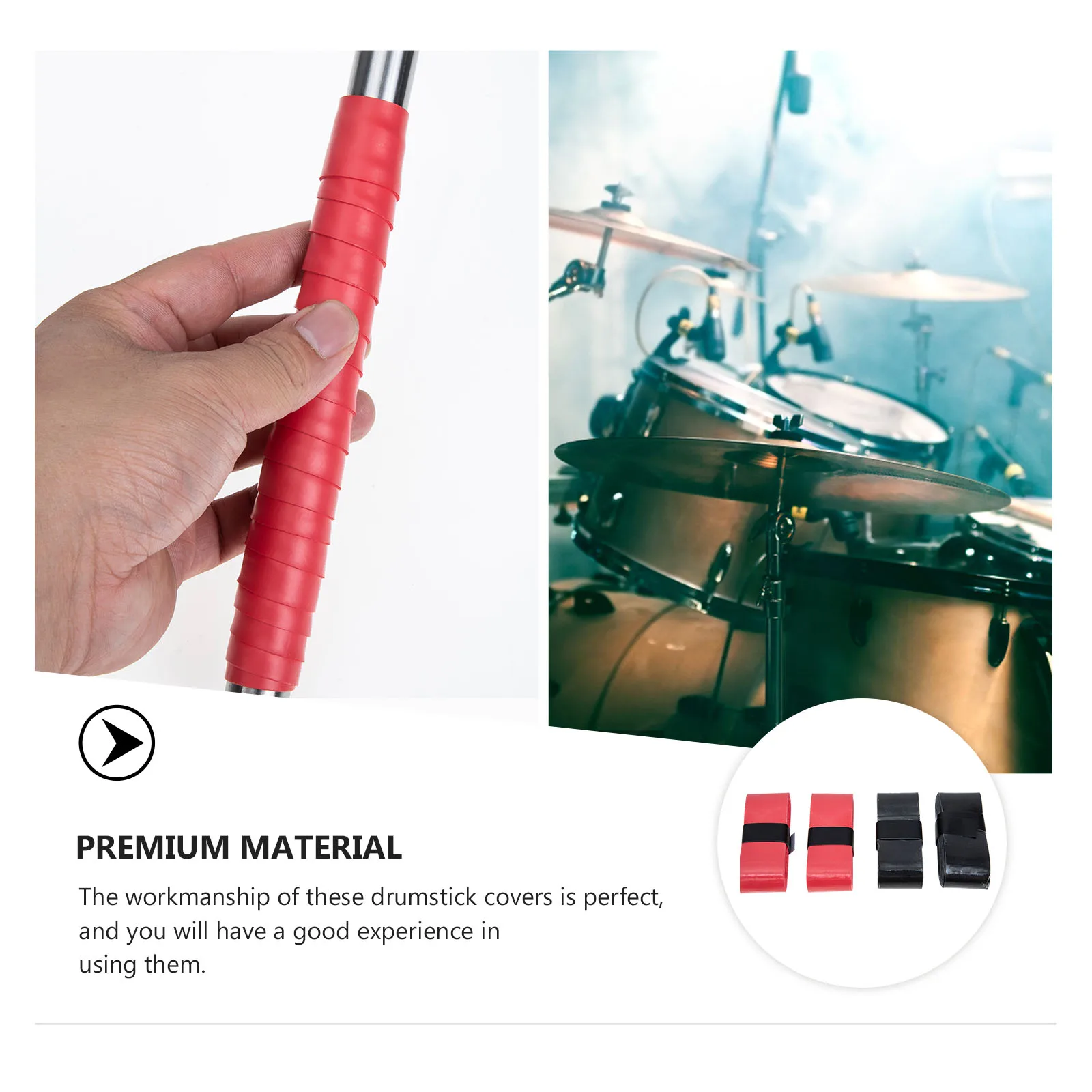 

4pcs Pu Covers Non-Slip Protectors Silent Practice Drumstick Head Sleeve Anti-Skid Tips Drum Accessories Wrap Protective Caps