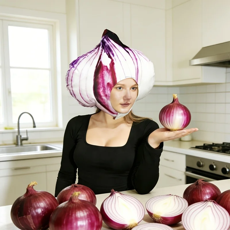 

Simulation Onion Headband Cute Quirky Decoration Party Vegetable Props Cartoon Head Performance Props Thanksgiving Carnival Cap