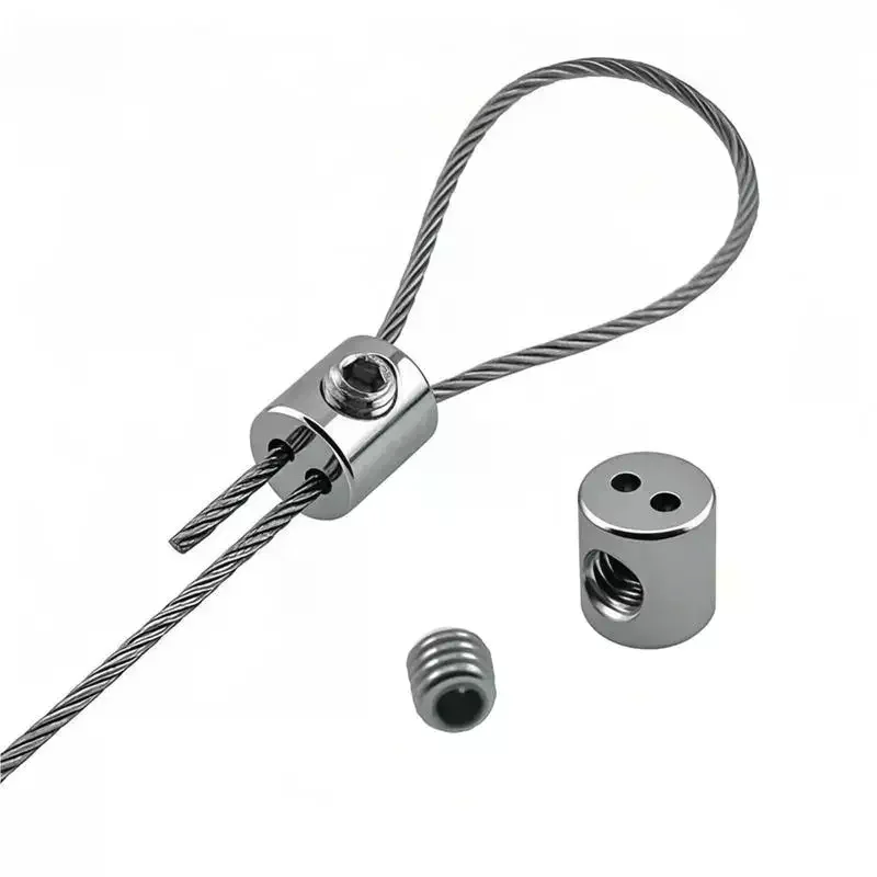 Steel Wire Rope Clamp Stainless Steel Cable Hanging Clip Double Hole Adjustable Screws Fixed Hardware Accessories 5PCS