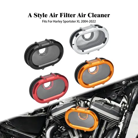 Motorcycle Air Filter Air Intake Cleaner With Rings Replacement For Harley Sportster XL 883 1200 Iron 48 SuperLow Roadster 04-22