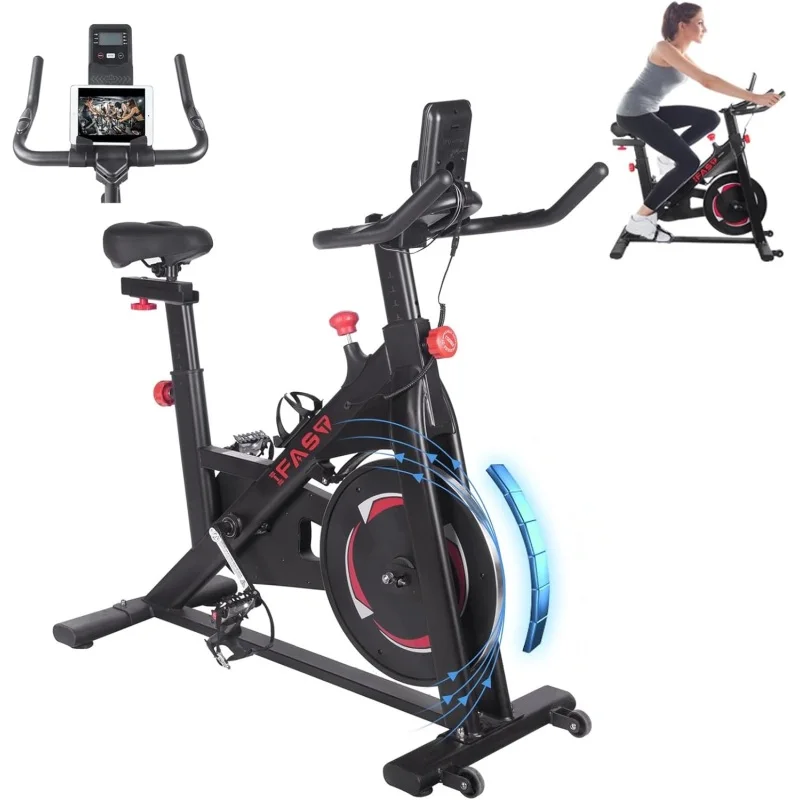 

Black Stationary Bikes for Home Spin Indoor Exercise Bike with LCD Monitor and Comfortable Seat Cushion for Home Gym Cardio Fitn