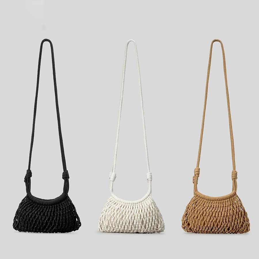 Casual Fishnet Crossbody Bag for Women Designer Hollow Out Weave Shoulder Bags Handmade Summer Beach Small Tote Bali Purses 2026