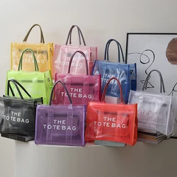 Candy Color PVC Tote Bag Women Handbags Luxury Brands Mesh Clear Shoulder Crossbody Bag Jelly Beach Bags for Women Shopper Bags