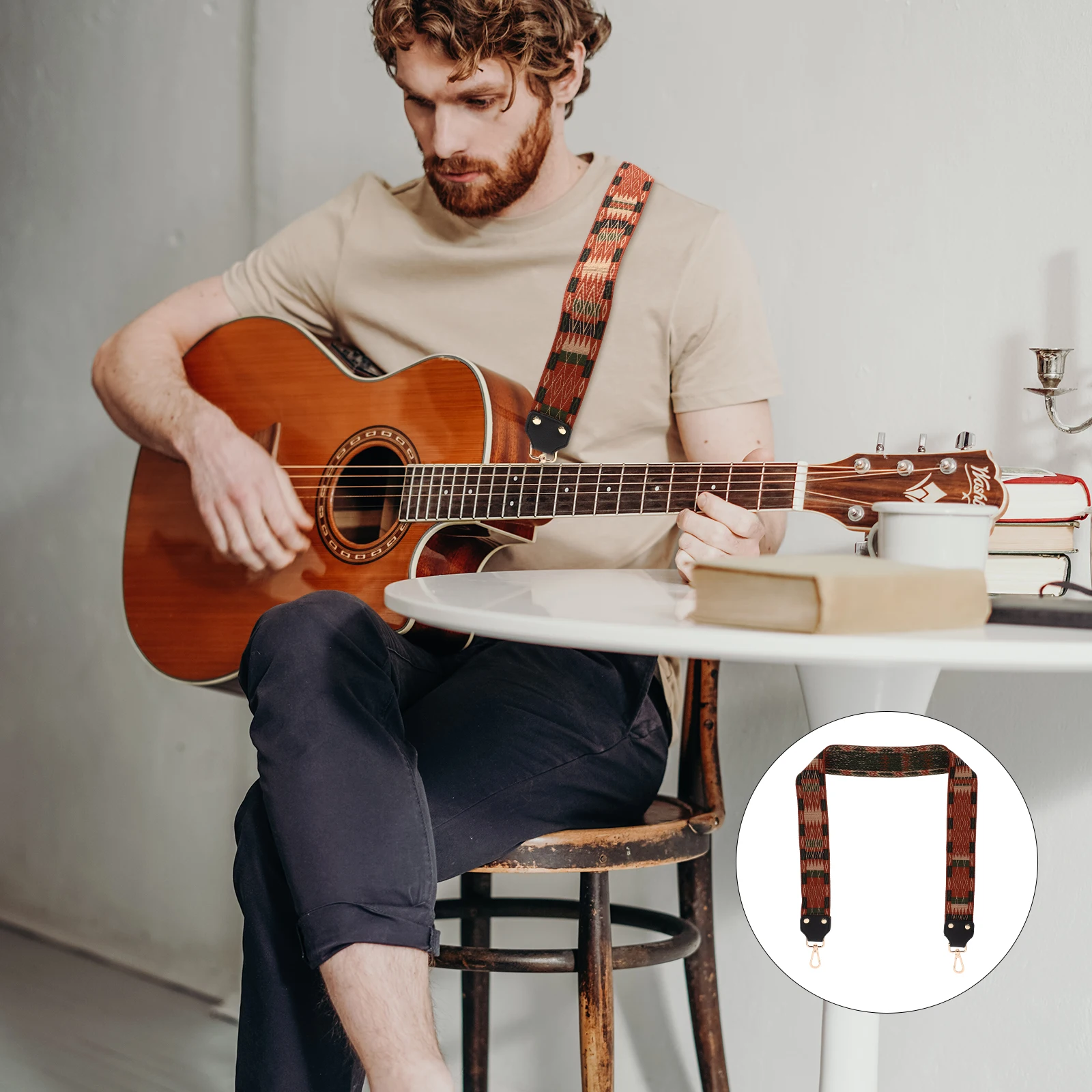 

1pc Chic Guitar Shoulder Black Banjo Strap Replacement For Acoustic Electric Bass Classical Guitar Purses Handbags Detachable