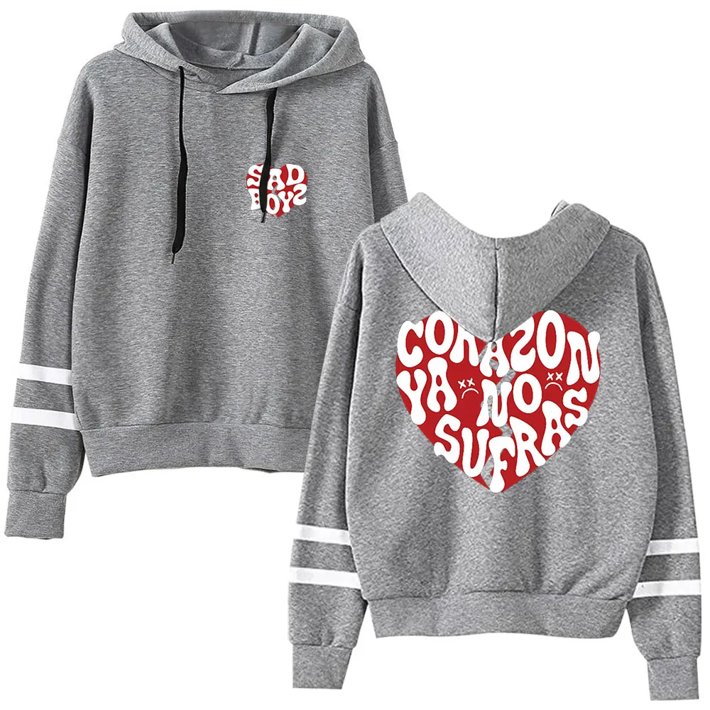 Junior H Heart No Sufras Sad Boyz Mania Tour Merch Pocketless Parallel Bars Sleeve Sweatshirt Pocket Drawstring Pullover