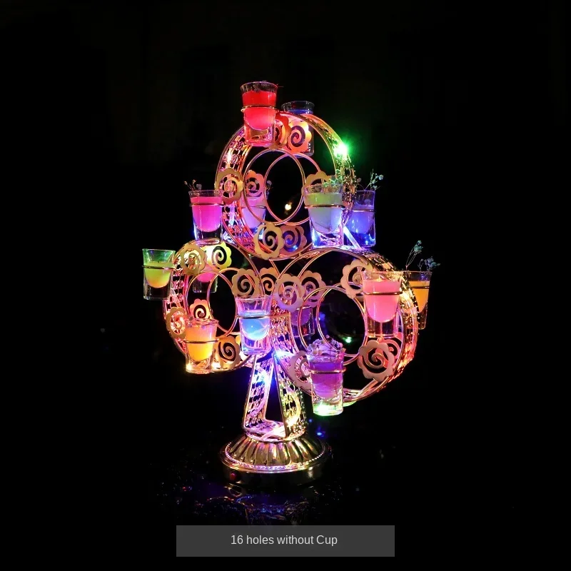 Ferris Wheel Cocktail Rack Led Luminous 520 Bar Club Shooter Glass Metal Champagne Wine Rack Bullet Cup Holder