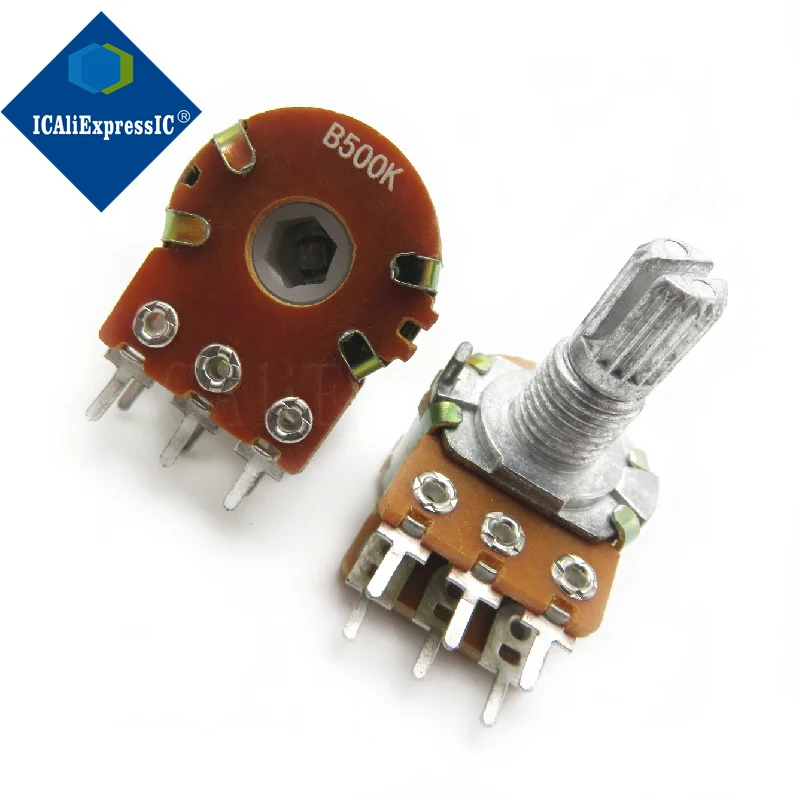 ダブルポテンショメータwh148 b500k、5ピース、長さ6フィート、長さ15mm