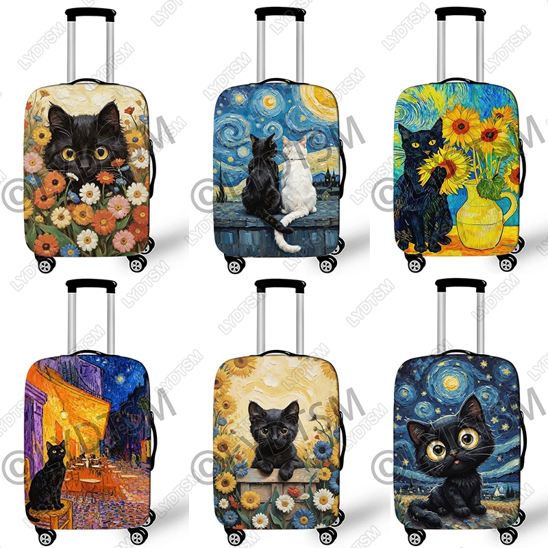 

Картина маслом Ван Гог Подсолнухи Чехлы для багажа Путешествия Звездная ночь Черный кот Чехлы для чемоданов Чехол на тележке Защитный чехол