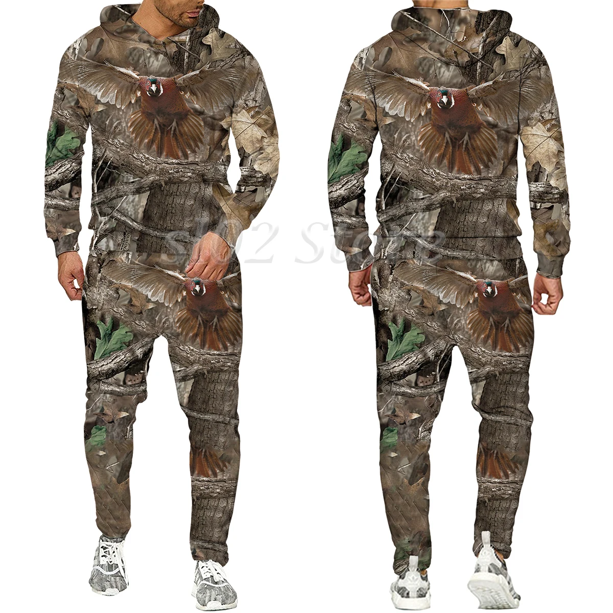 Casual Camouflage Hunting Animal Wild Boar 3D Hoodie Sweatshirt / Men\'s Tracksuit 2 Piece Set Sportwear Men Clothing Suit