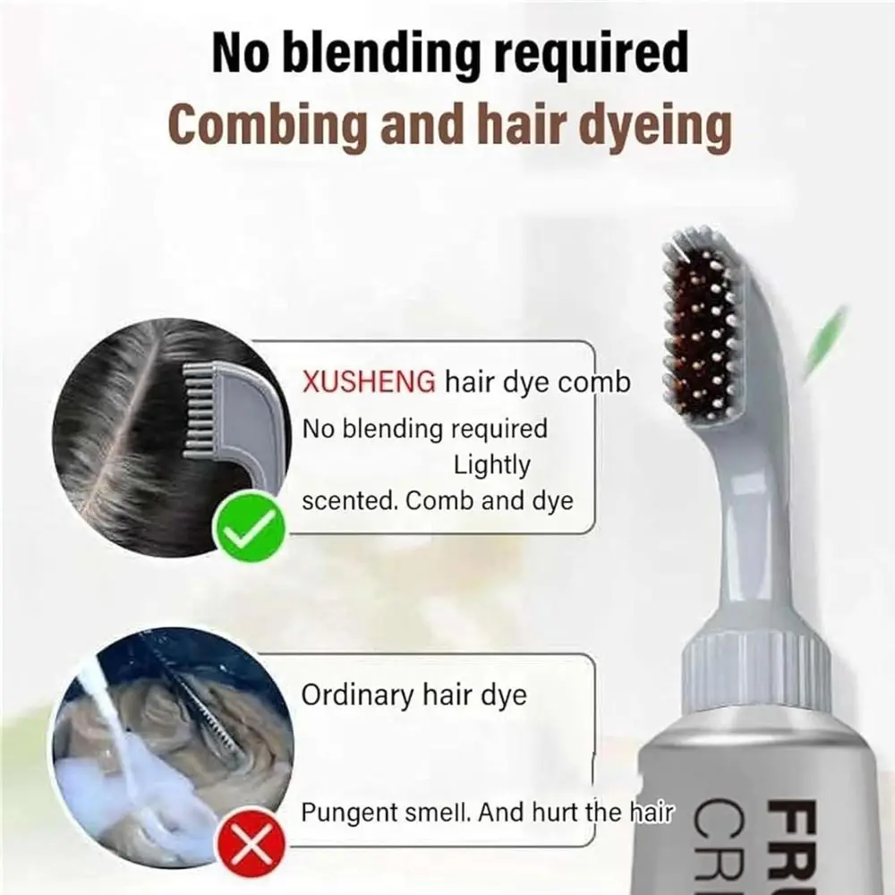 블랙 과일 염색 헤어 크림, 천연 케라틴 헤어 컬러, 식물 에센스 헤어 워싱 컬러 크림, 빗 포함, 80ml