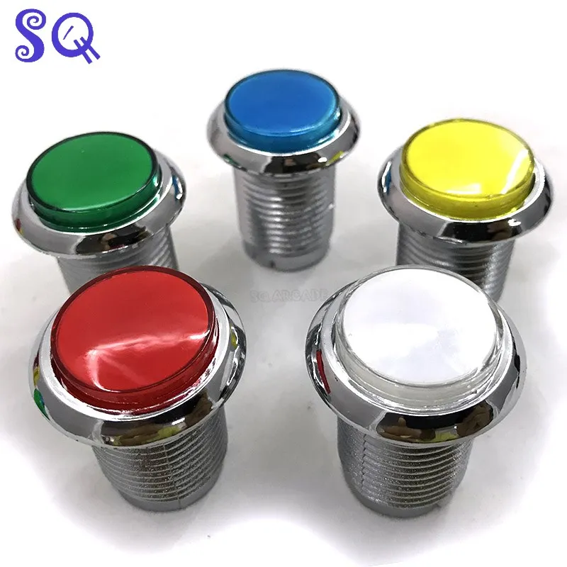 10pcs/lot CHROME Plated illuminated arcade push button 12v LED Arcade Start Push Button with microswitch 50%off