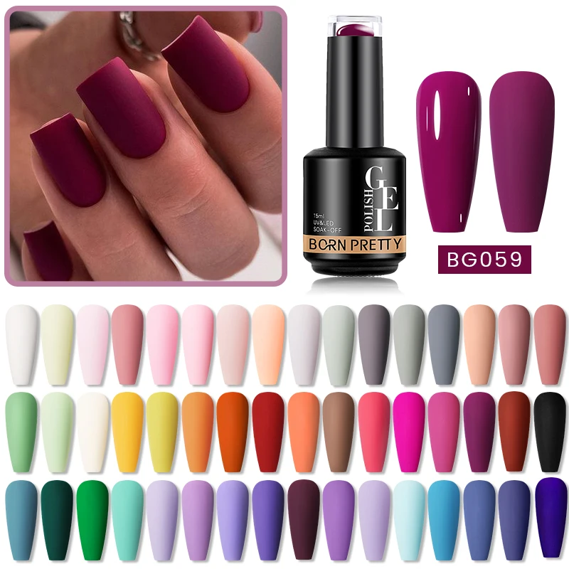 BORN PRETTY 15ml Nail Gel Polish 60 Colors All For Manicure Soak Off UV Gel Base Gel Top Coat Semi-Permnaent Nail Art Design