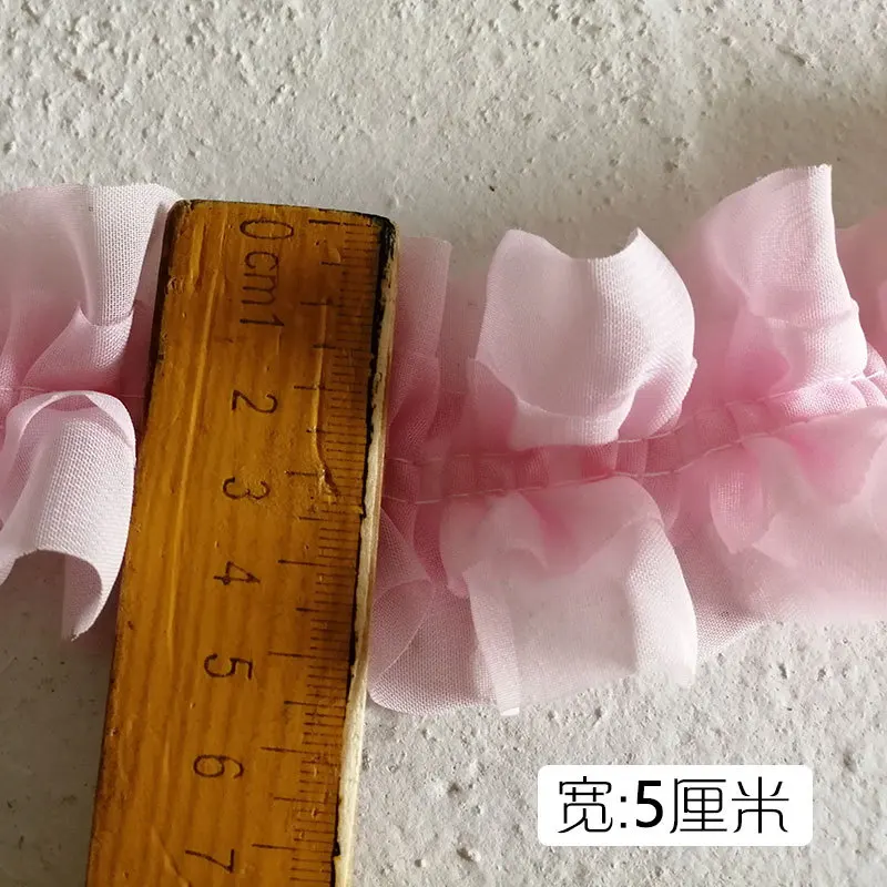 White Black Double Chiffon Pleated Lace Organza Skirt Ribbon Fringe Lace To Decorate Clothes Frill Sewing High Quality Lace Trim