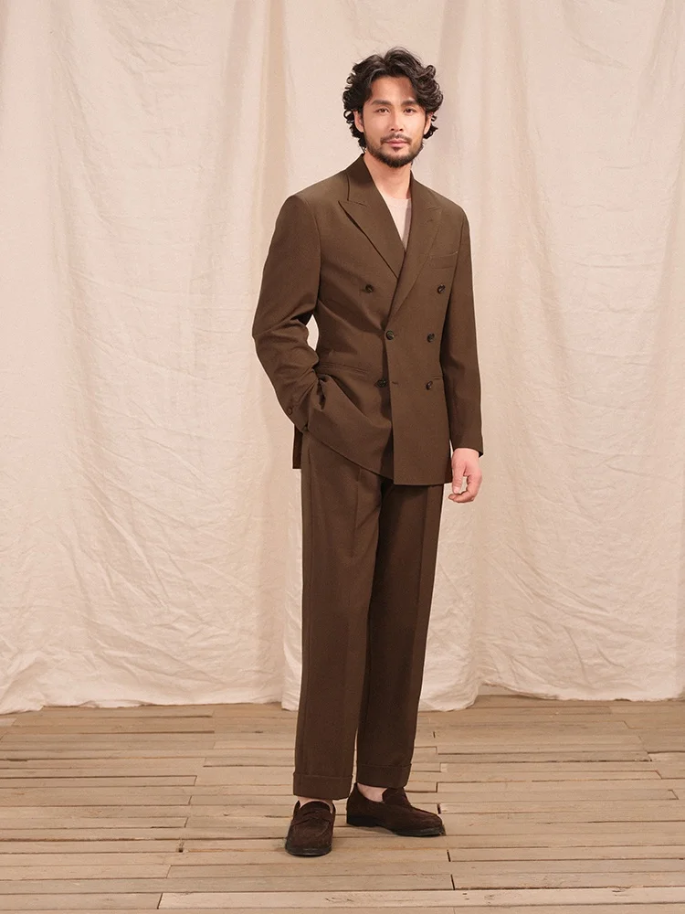 

Мужской костюм-двойка Cultum, двухрядный тканевый костюм с зубчатыми лацканами и подставкой, повседневный деловой костюм из полиэстера и хлопка