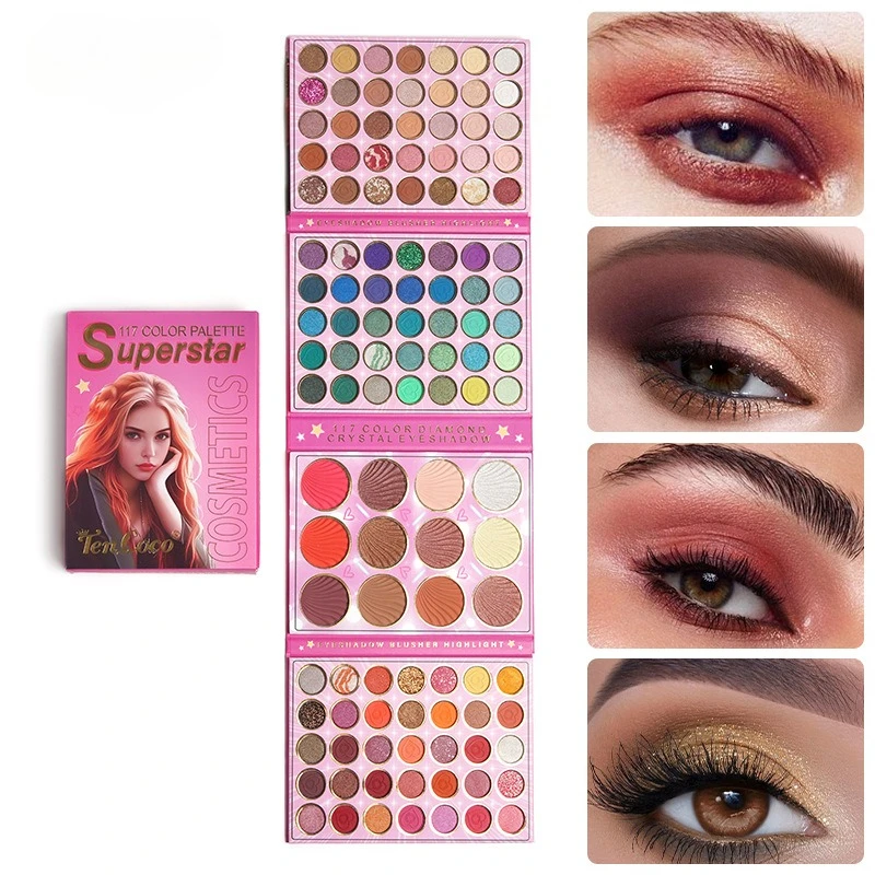 

117 Shades Eyeshadow Palette, Cos Stage Makeup, Pearlescent Palette, Contour Highlighter Blush Eyeshadow Palette