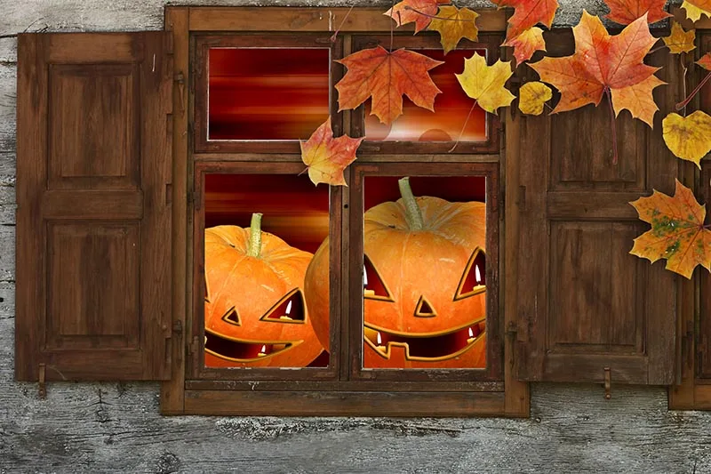 Old House Indoor Halloween Decoration Background Photography vinyl Pumpkin photo Backdrops For Photo Studio kits background prop