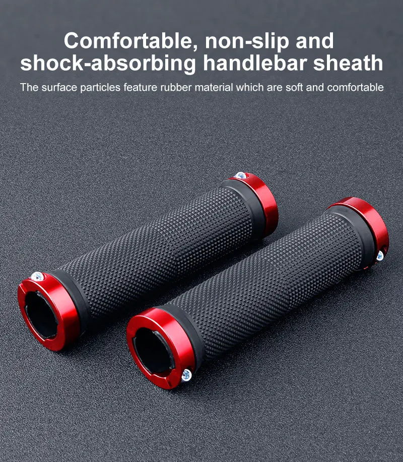 PE Rubber MTB Alloy Cuffs Bilateral Lock Bicycle Handle Grip Anti-skid Cycling Handlebar Sleeve BMX Bike Accessories